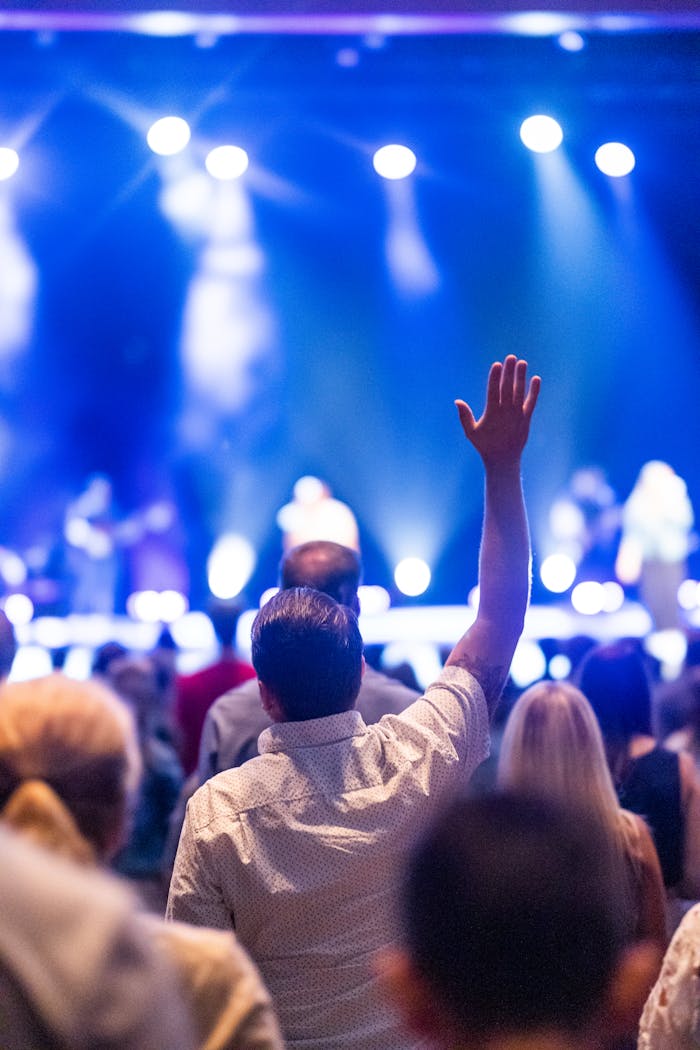 services-01 Audience enjoying live music show with vibrant lighting. Energetic crowd engaged with performance.